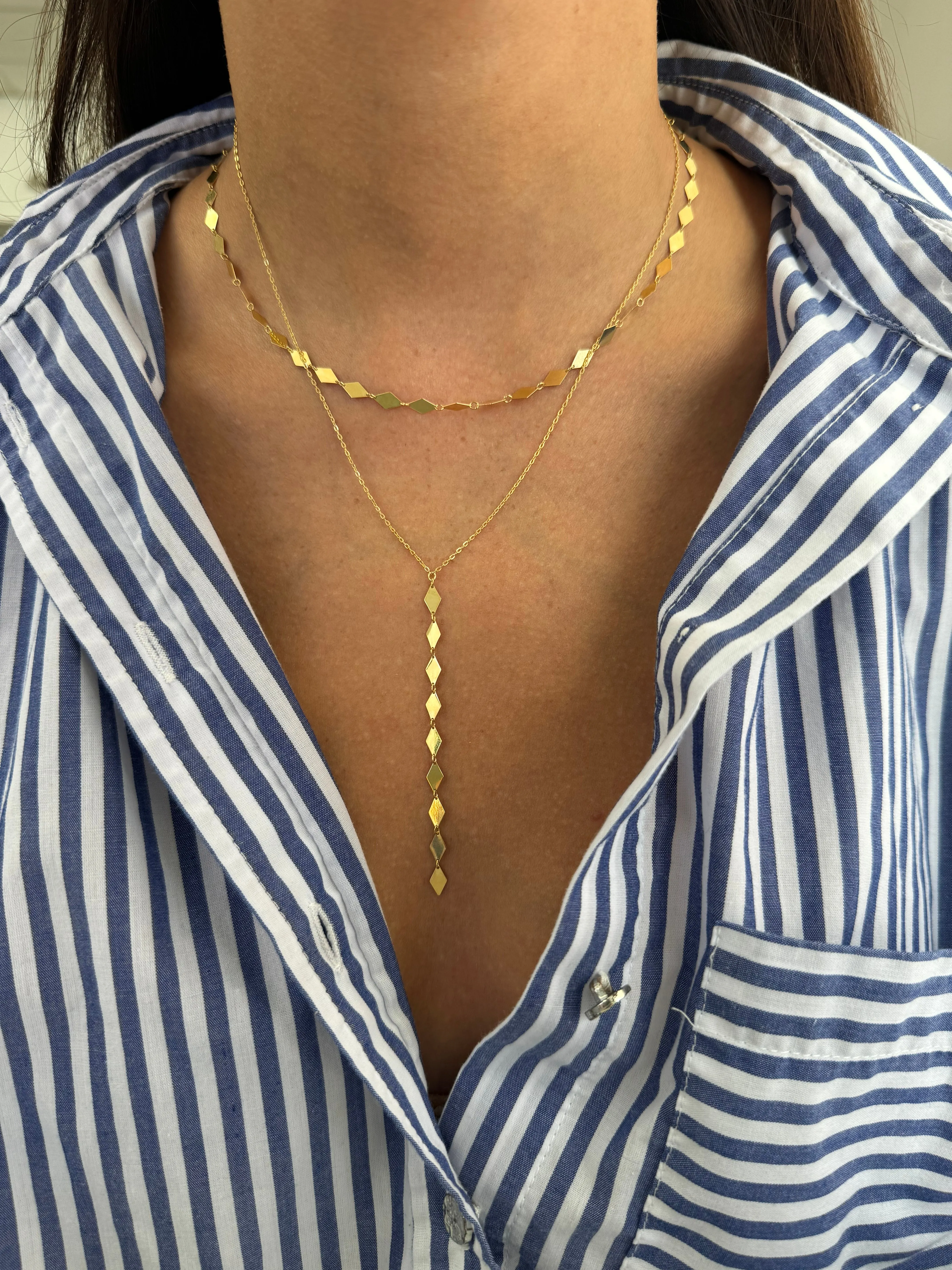 10K Gold Chain With Disco Lariat