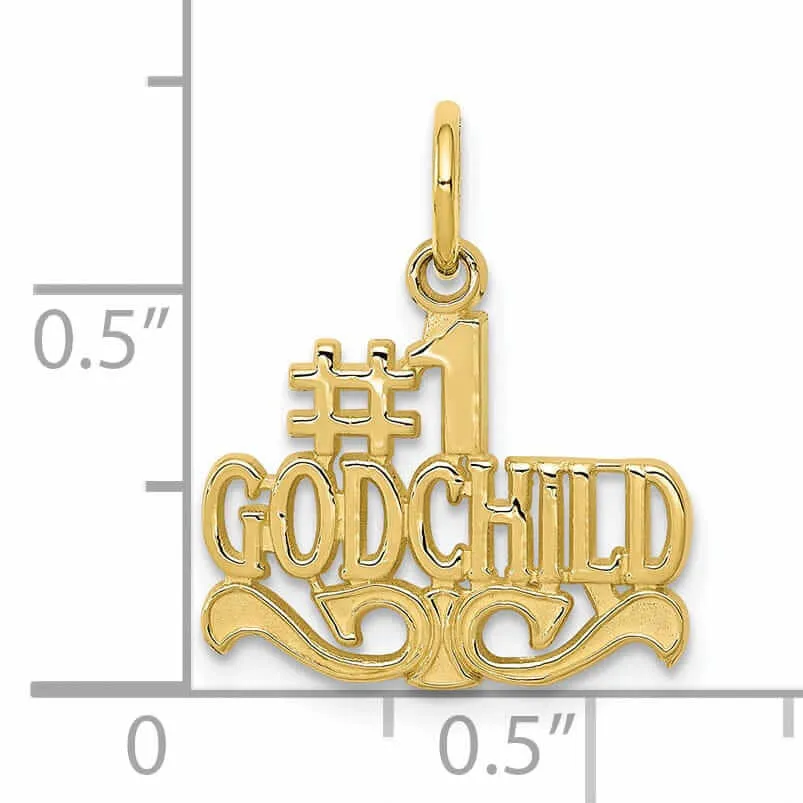 10k Yellow Gold Polished #1 God Child Pendant