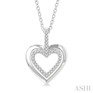 1/10 ctw Petite Twin Heart Round Cut Diamond Fashion Pendant With Chain in 10K White Gold