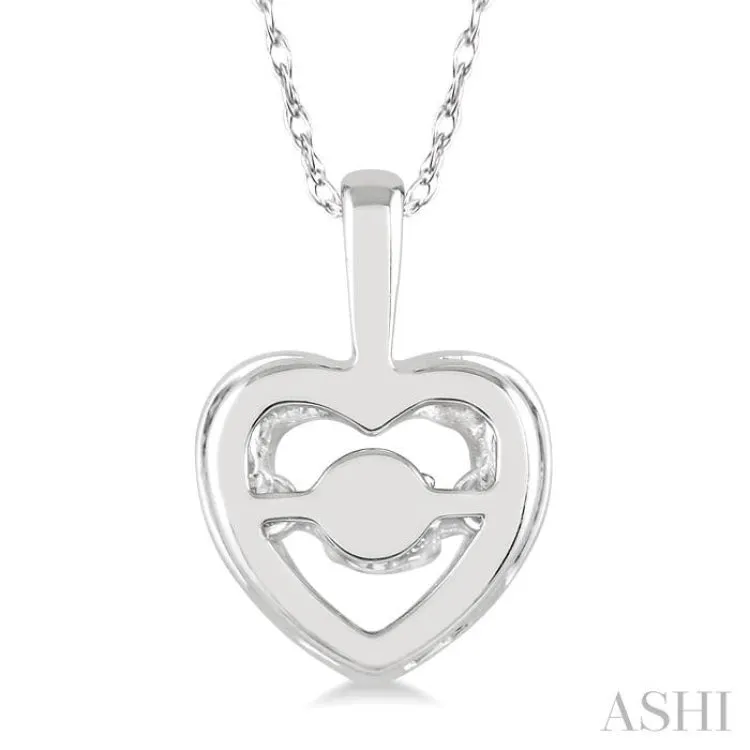 1/20 Ctw Round Cut Diamond Emotion Pendant in 10K White Gold with Chain