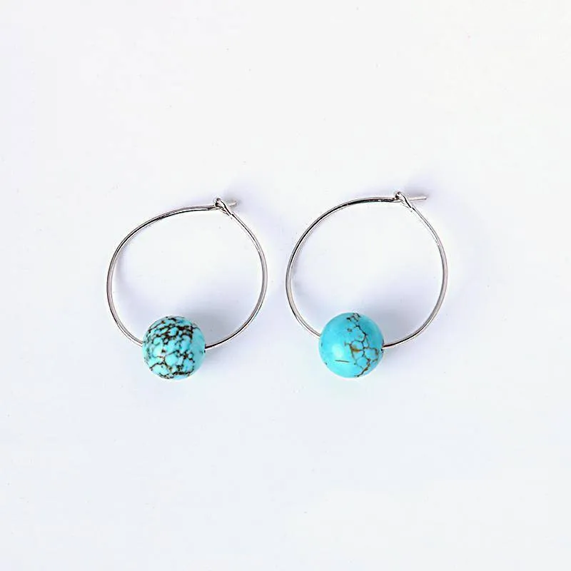 14 Colors, Natural Stone Hoop Earrings Beaded 2CM Earring