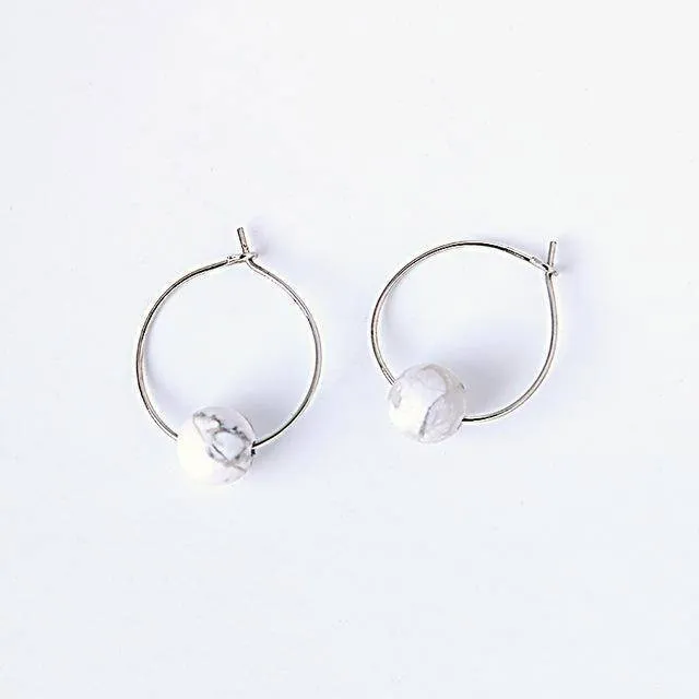 14 Colors, Natural Stone Hoop Earrings Beaded 2CM Earring