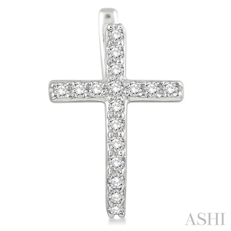 1/4 Ctw Round Cut Diamond Cross Earrings in 14K White Gold