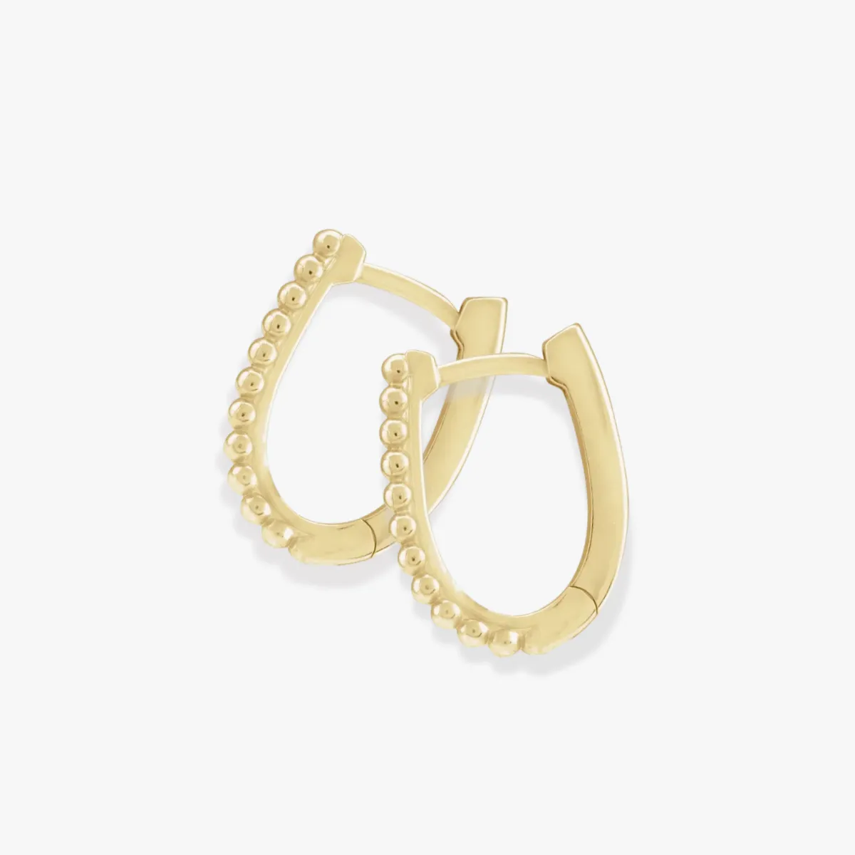 14K Beaded Oval Hoops