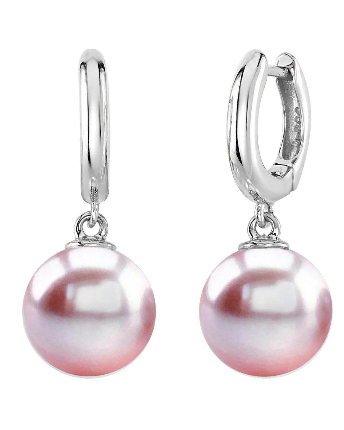 14K Gold Pink Freshwater Pearl Huggie Mary Earrings