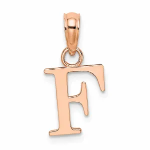 14K Rose Gold Block Design Small Letter F Initial Charm Pendant