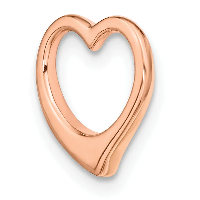 14K Rose Gold Polished Heart Design Chain Slide Pendant