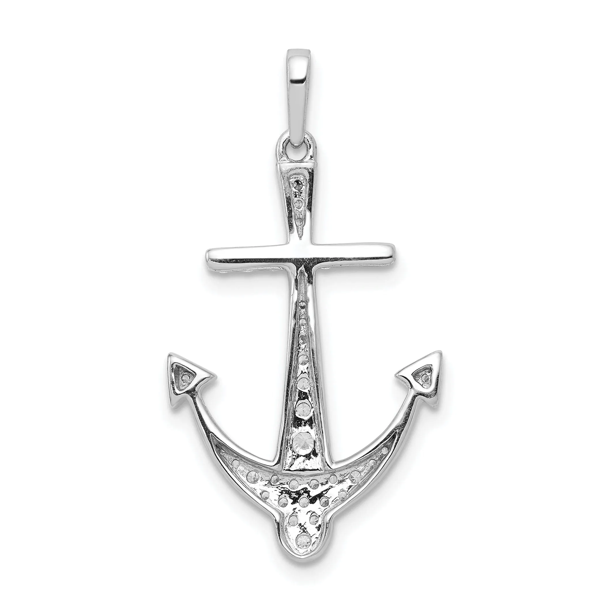 14k White Gold 1/4ct. Weight Diamond Anchor Charm Pendant