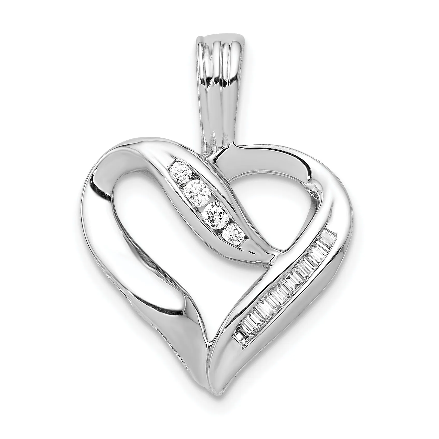 14k White Gold 1/8ct. Diamond Heart Design Pendant