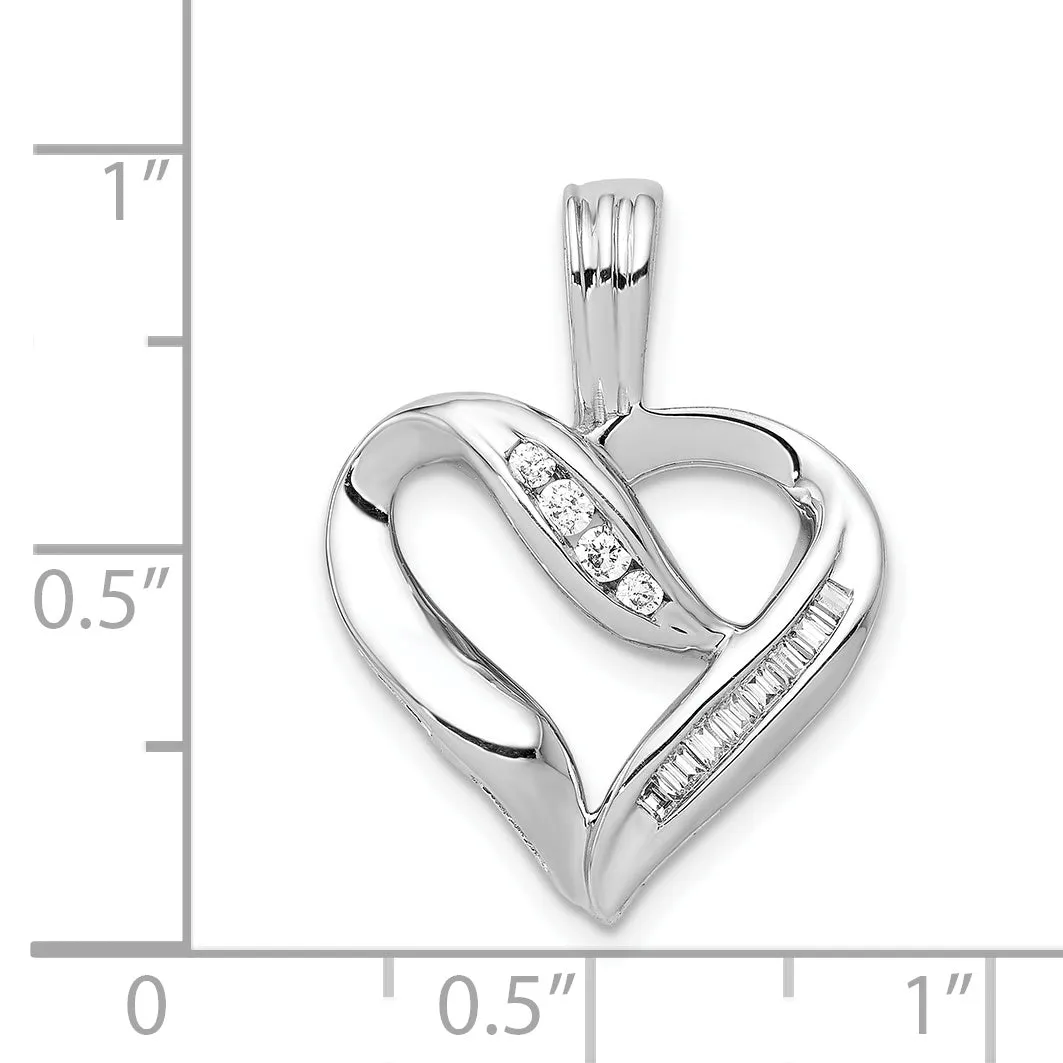 14k White Gold 1/8ct. Diamond Heart Design Pendant