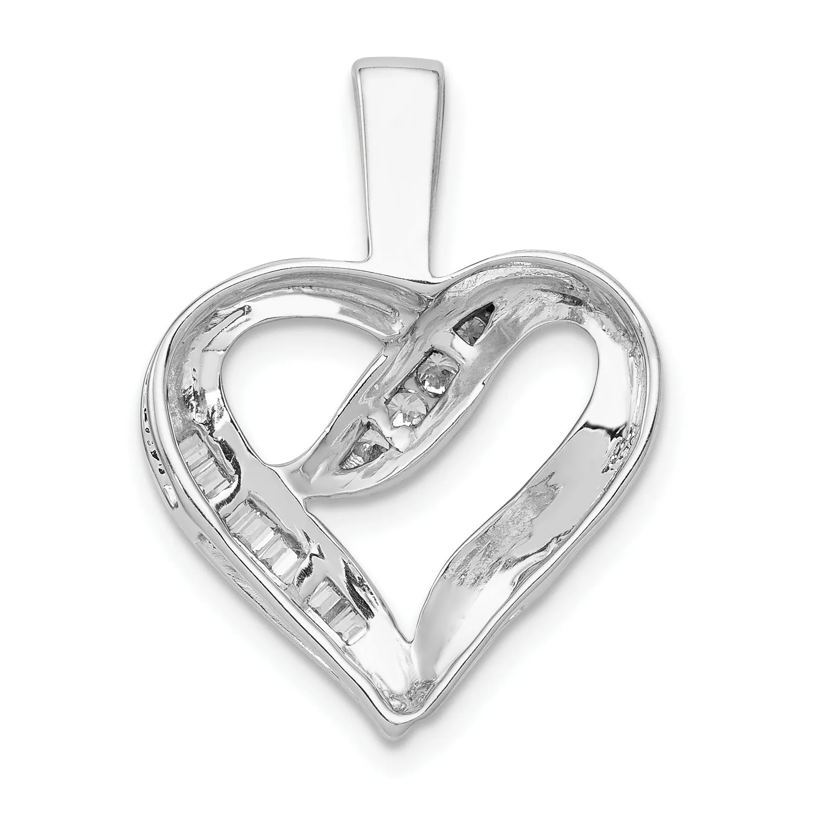 14k White Gold 1/8ct. Diamond Heart Design Pendant