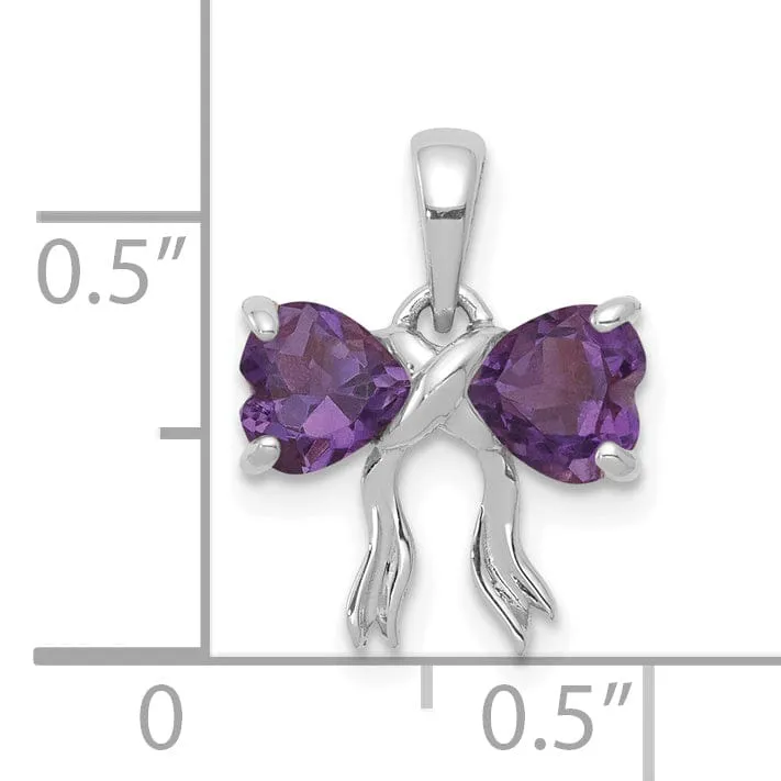 14k White Gold Amethyst Birthstone Bow Pendant