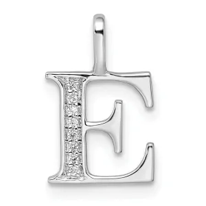 14K White Gold Diamond 0.028-CT Letter E Initial Charm Pendant