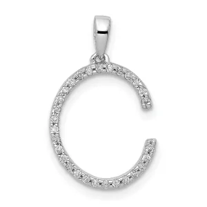 14K White Gold Diamond 0.087-CT Block Letter C Initial Charm Pendant