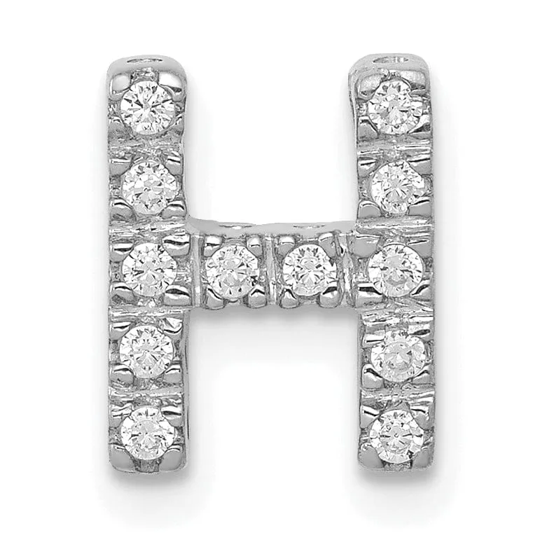 14K White Gold Diamond 0.12-CT Letter H Initial Charm Pendant