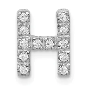 14K White Gold Diamond 0.12-CT Letter H Initial Charm Pendant