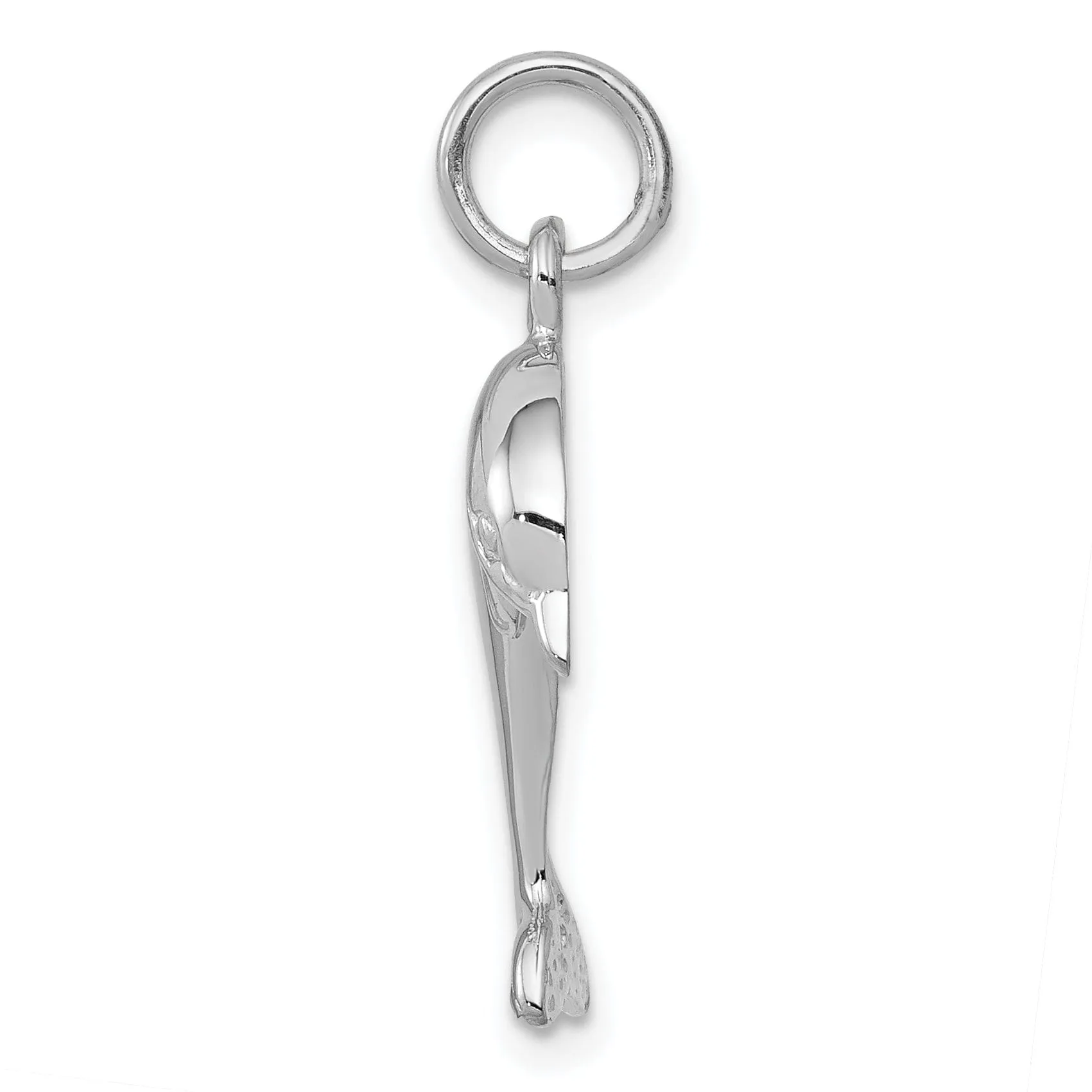 14k White Gold Dolphin Swimming Design Charm Pendant