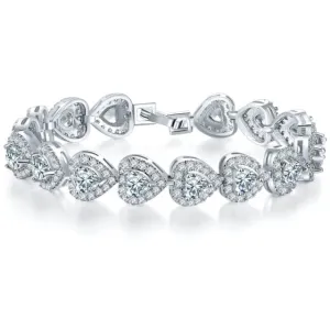 14K White Gold Filled Heart Diamond Bracelet