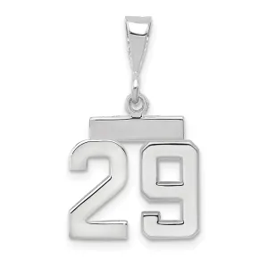 14k White Gold Polished Finish Small Size Number 29 Charm Pendant