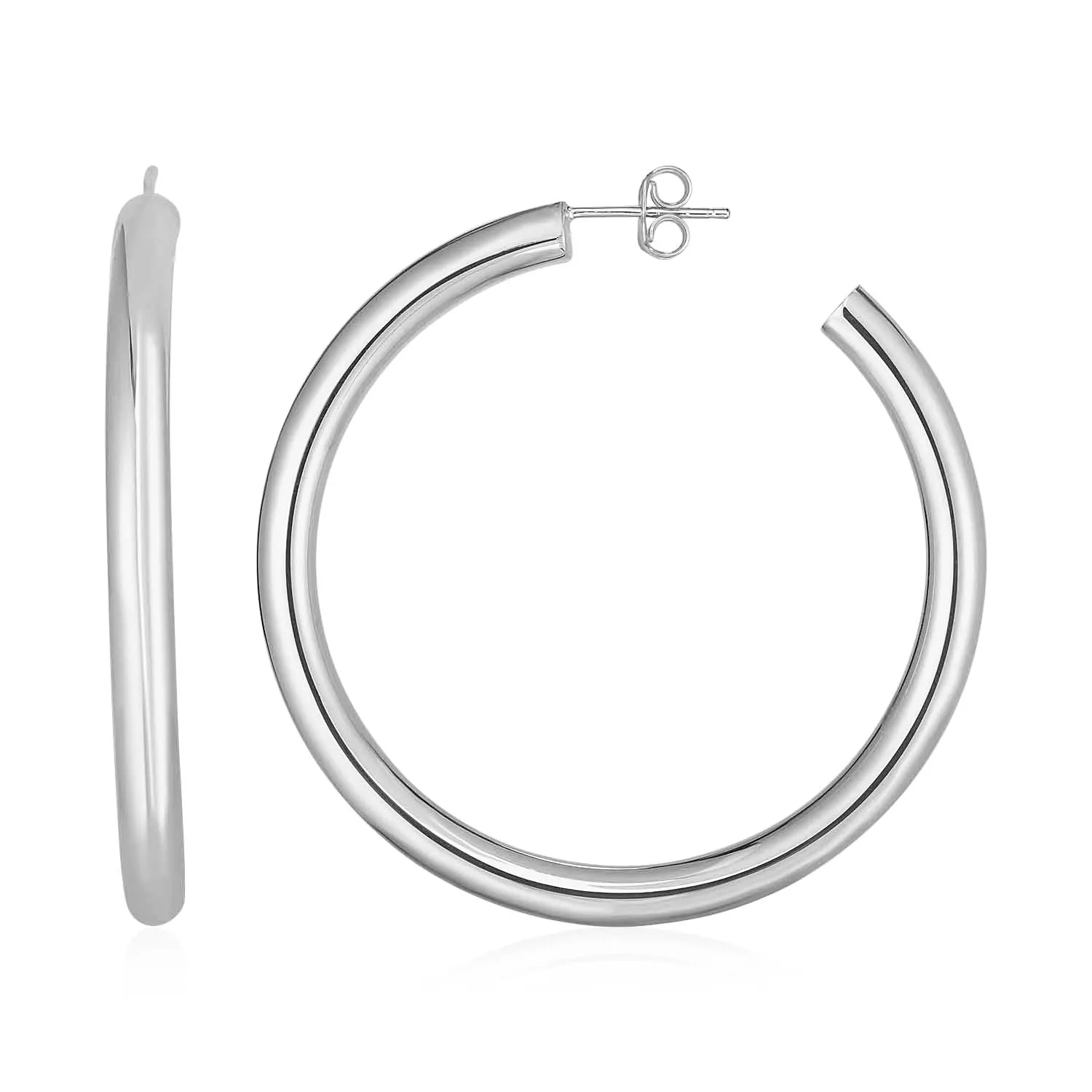 14k White Gold Polished Hoop Earrings Weight 3.9 grams