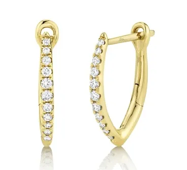 14K Yellow Gold 0.15ctw Round Diamond Pointed Hoop Earrings by Shy Creation