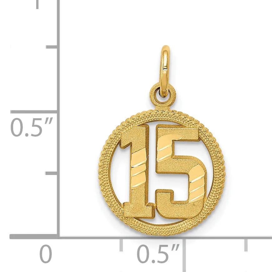 14k Yellow Gold #15 Circle Pendant