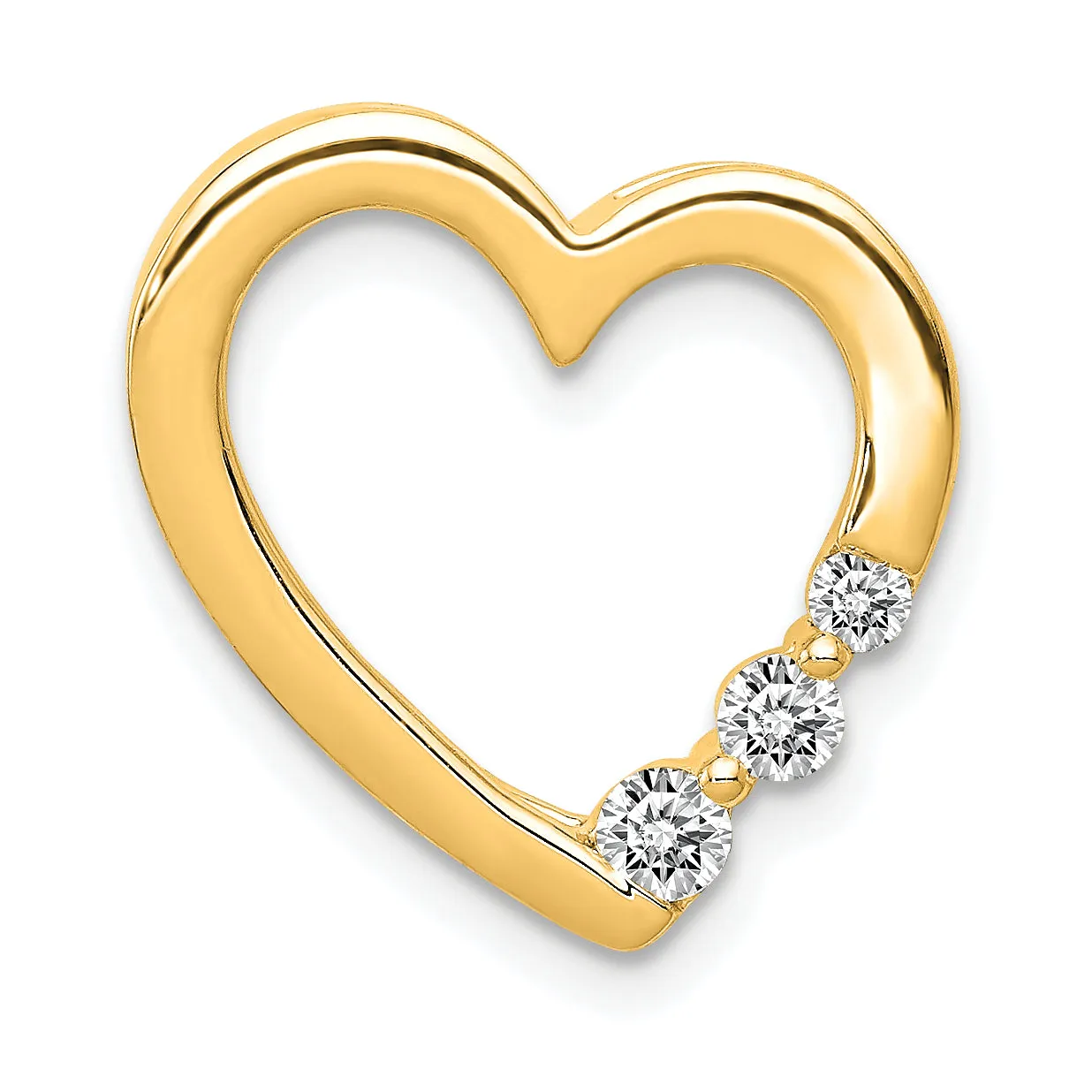 14k Yellow Gold 1/6ct. Diamond Heart Chain Slide Pendant