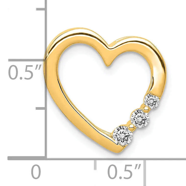 14k Yellow Gold 1/6ct. Diamond Heart Chain Slide Pendant