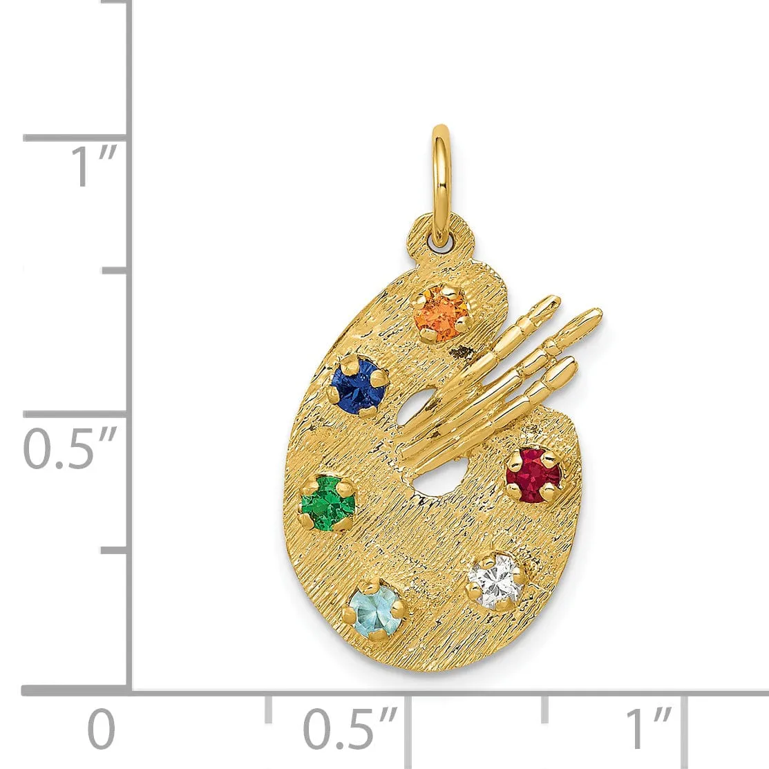 14k Yellow Gold C.Z Stones Artist Palette Charm