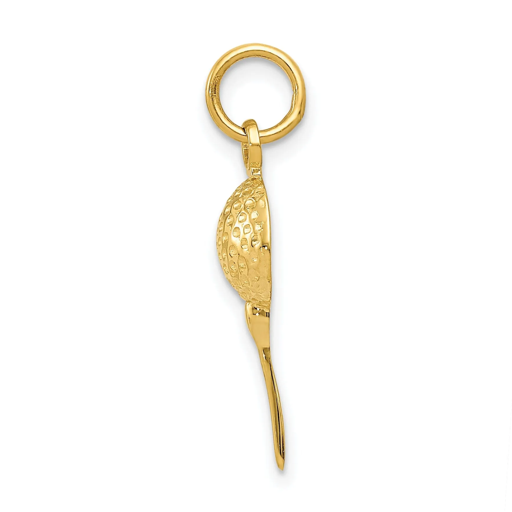 14k Yellow Gold Golf Ball on Tee Charm Pendant