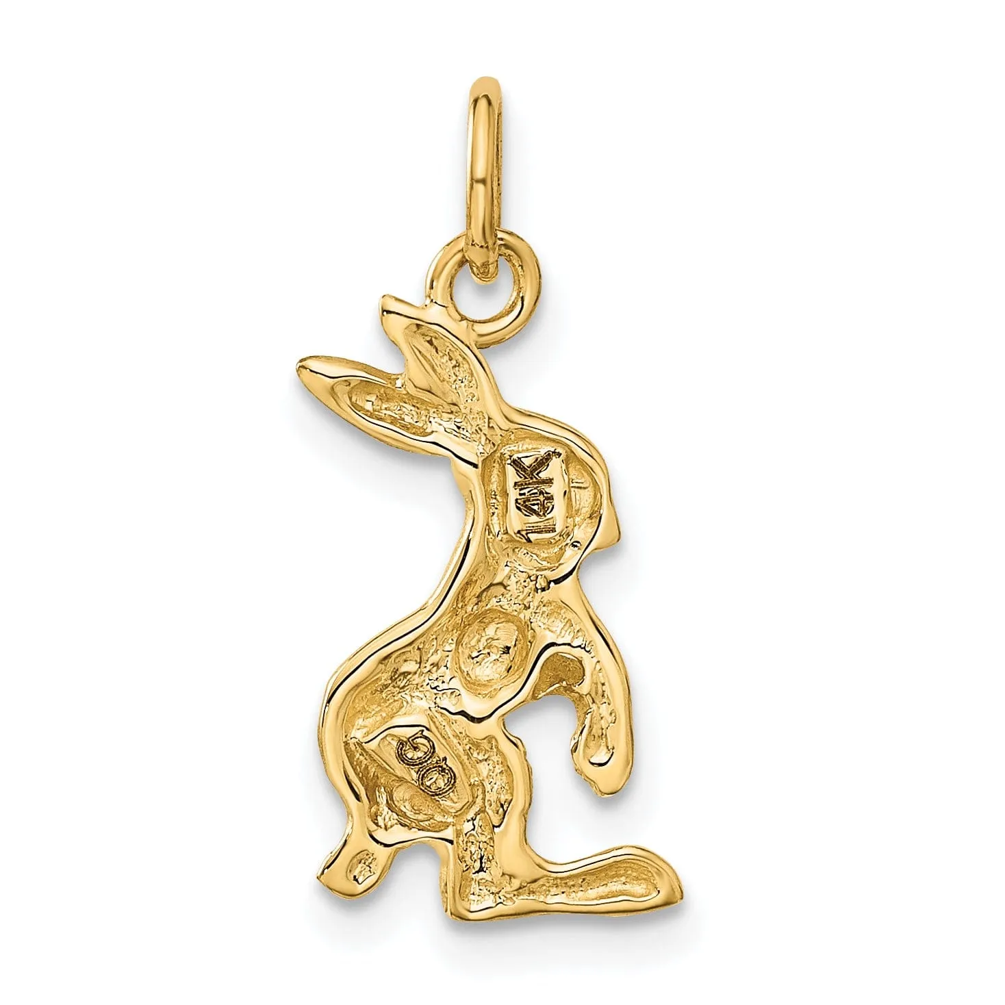 14k Yellow Gold Jack Rabbit Charm Pendant