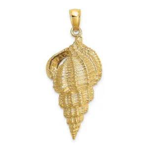 14K Yellow Gold Open Back Solid Polish Textured Finish Wentletrap Shell Charm Pendant