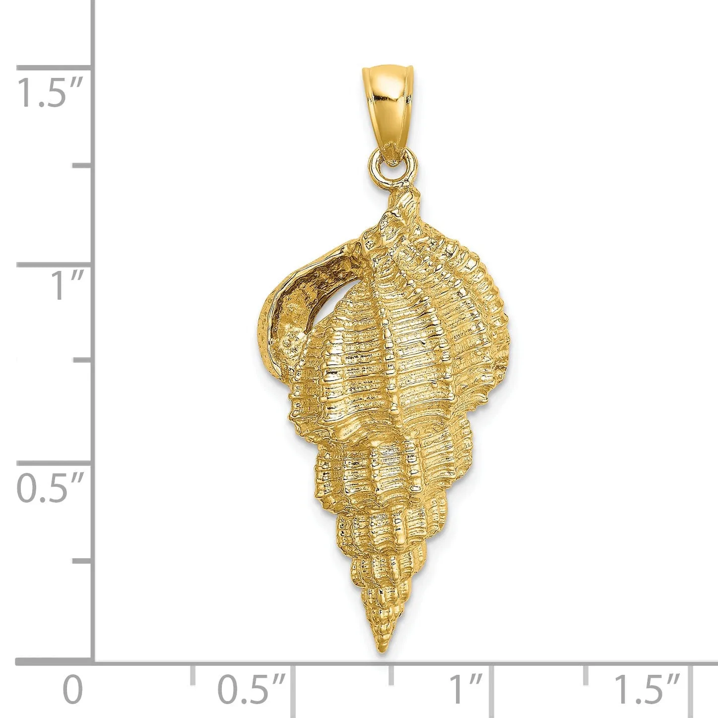 14K Yellow Gold Open Back Solid Polish Textured Finish Wentletrap Shell Charm Pendant