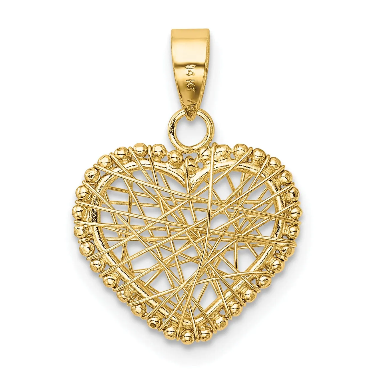 14k Yellow Gold Open Wire Heart Charm Pendant