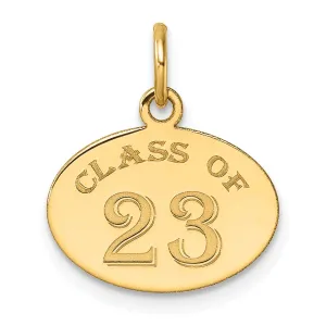 14K Yellow Gold Oval CLASS OF 2023 Charm - Polished Finish