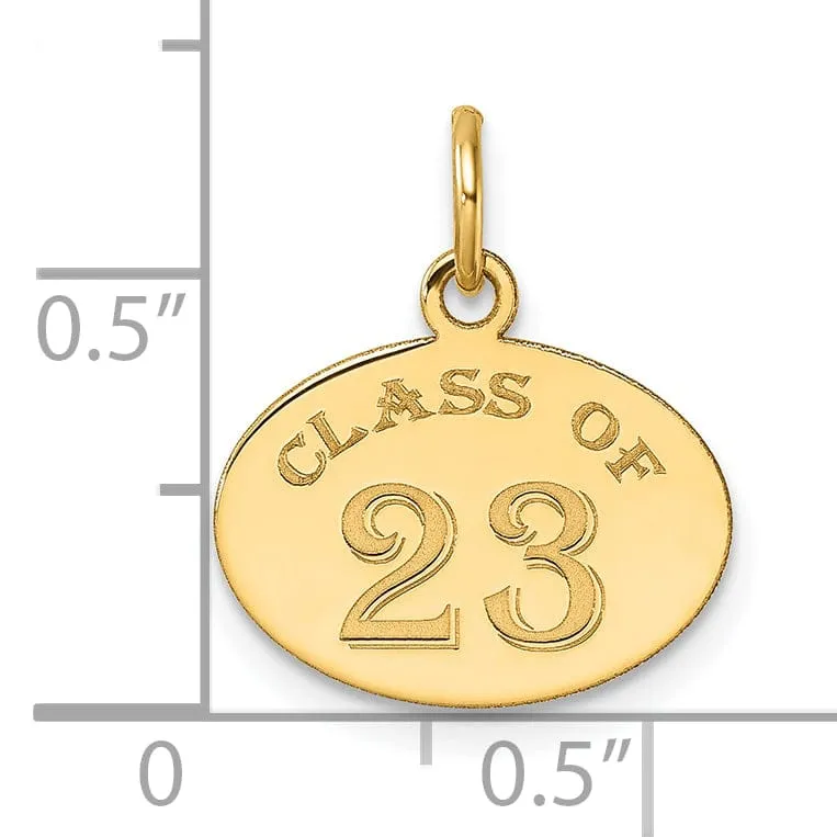 14K Yellow Gold Oval CLASS OF 2023 Charm - Polished Finish