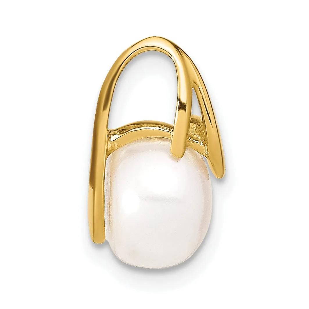 14k Yellow Gold Polished Cultured Pearl Pendant