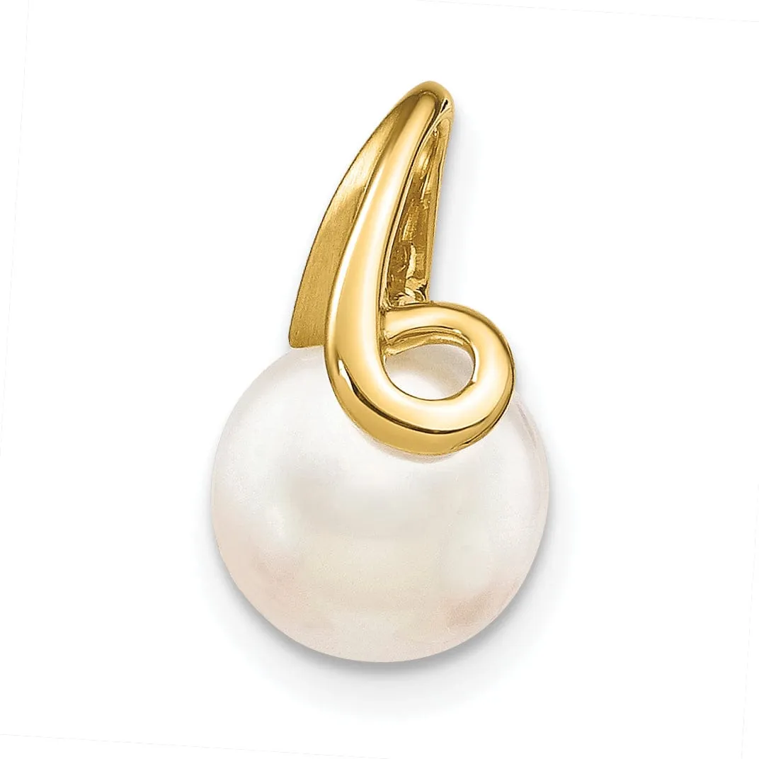 14k Yellow Gold Polished Cultured Pearl Pendant