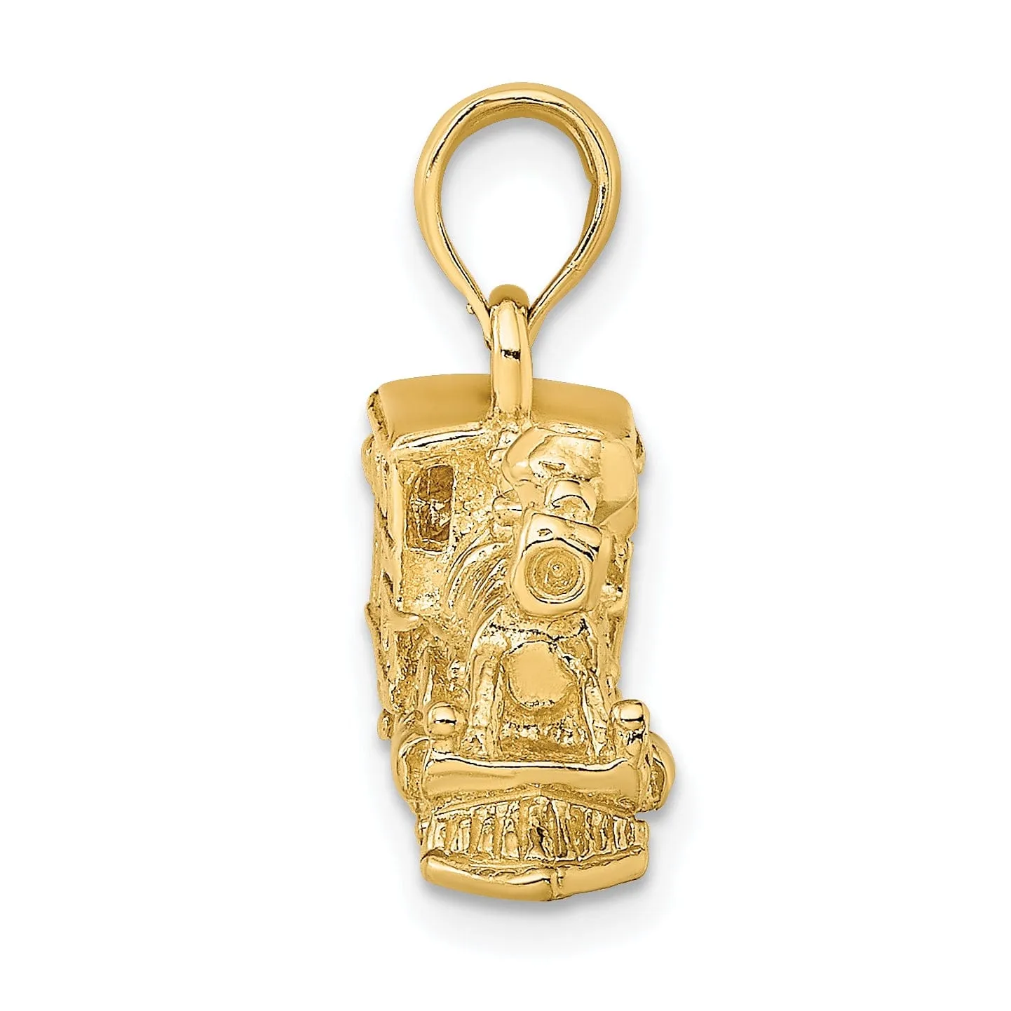 14K Yellow Gold Polished Finish 3-Dimensional locomotive Train Charm Pendant