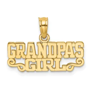 14k Yellow Gold Polished Finish GRANDPAS GIRL Charm Design Pendant