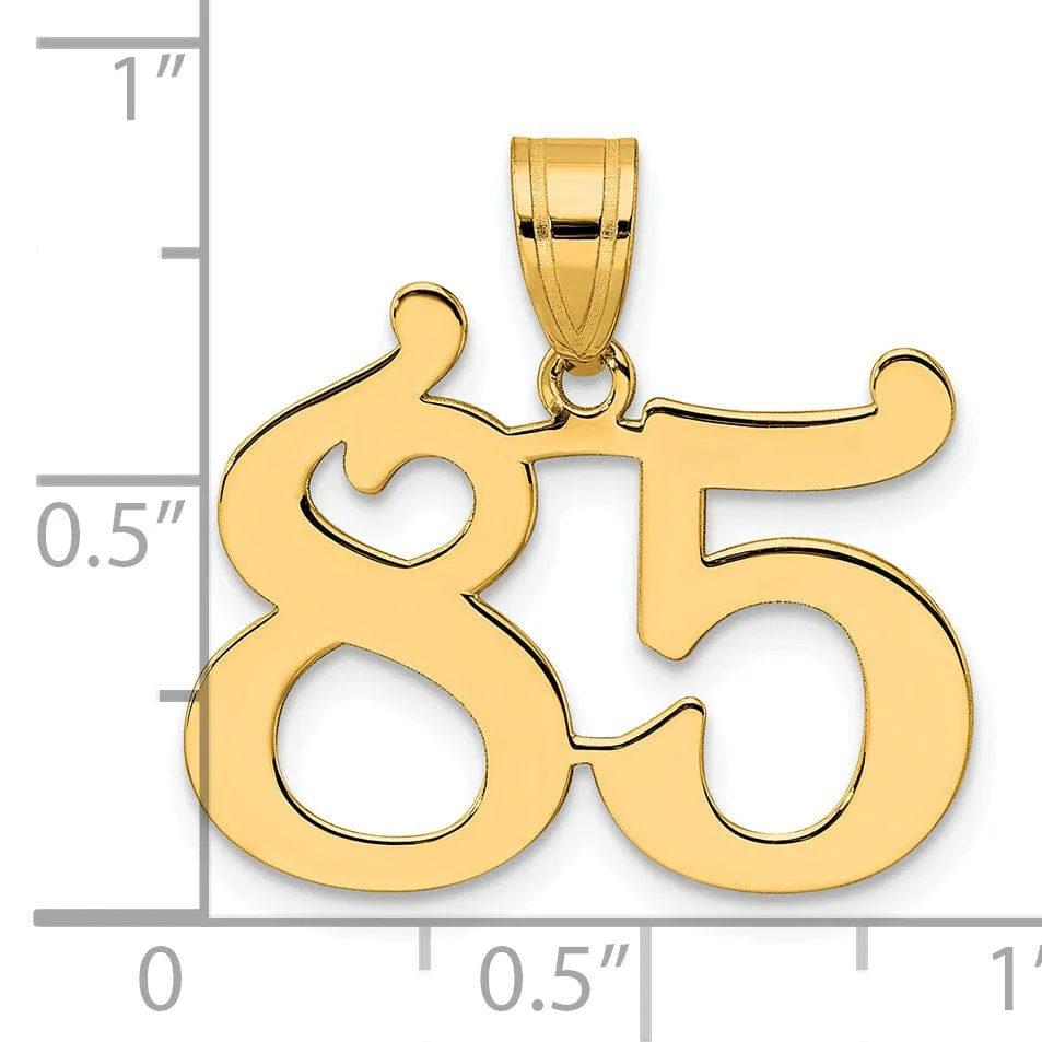 14k Yellow Gold Polished Finish Number 85 Charm Pendant