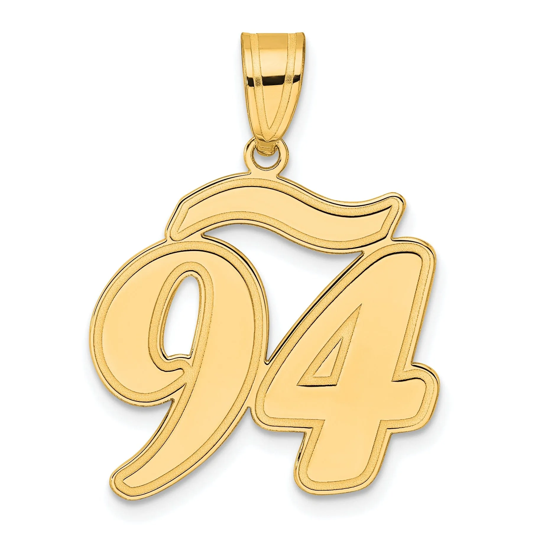 14k Yellow Gold Polished Finish Script Design Number 94 Charm Pendant