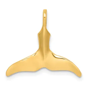 14K Yellow Gold Polished Solid Finish 3-Dimensional Whale Tail Charm Pendant