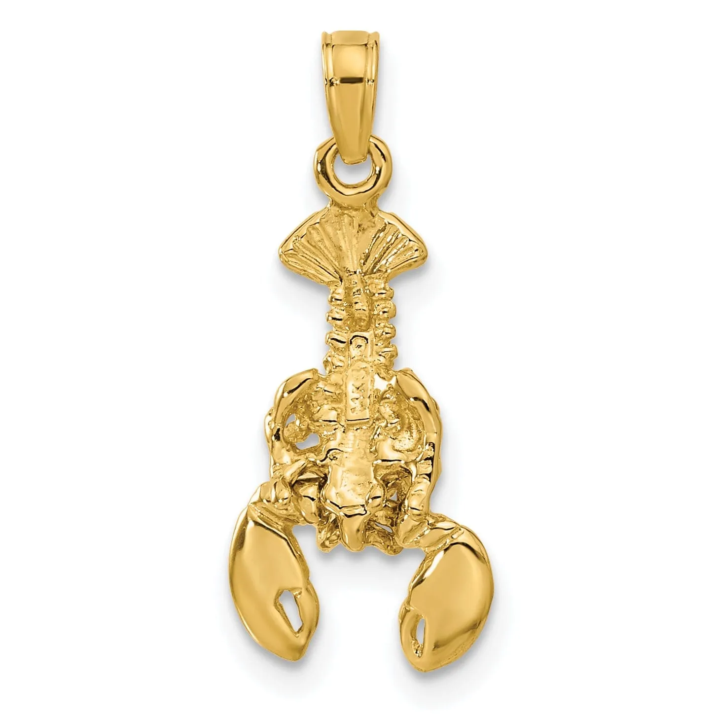 14k Yellow Gold Polished Solid Moveable Maine Lobster Pendant