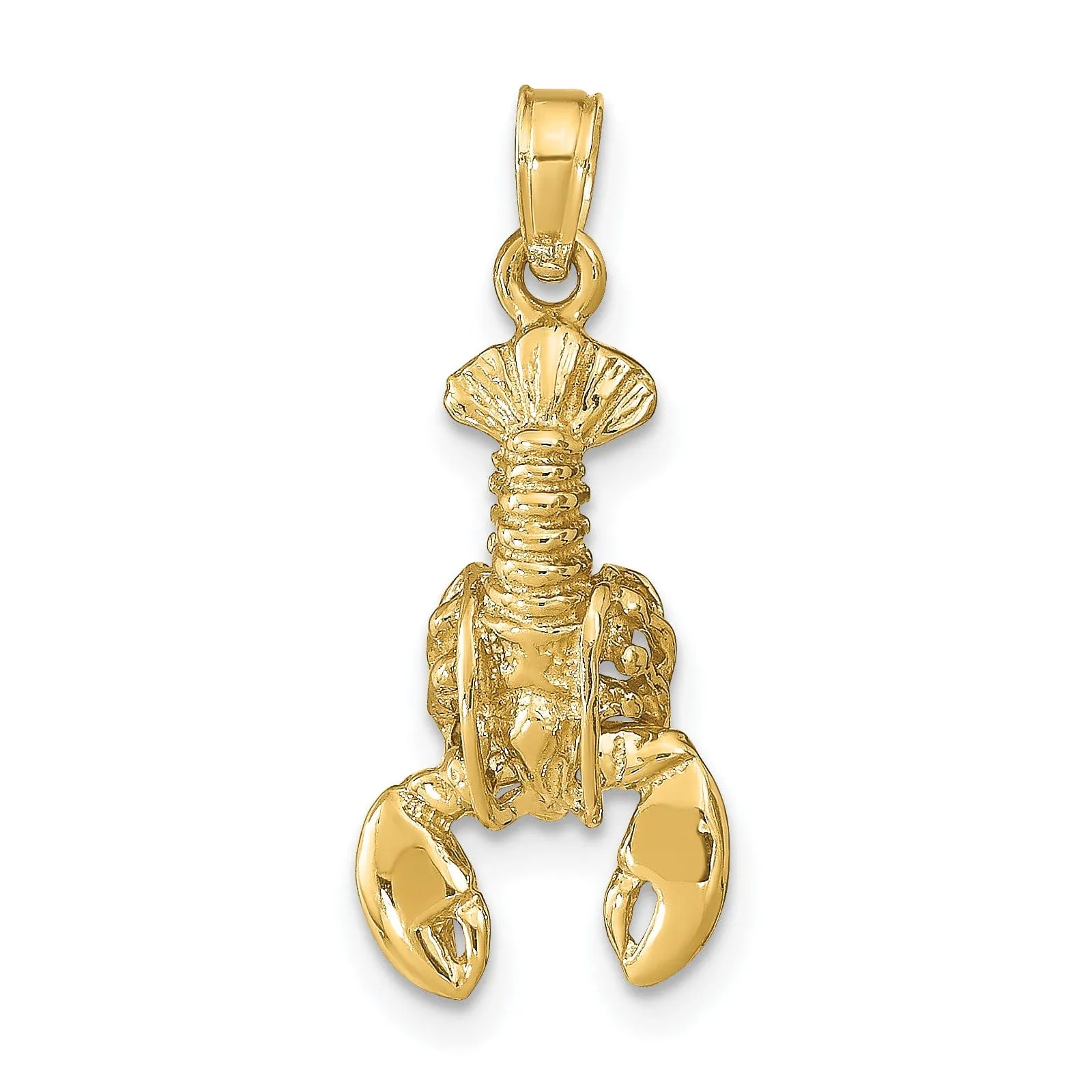 14k Yellow Gold Polished Solid Moveable Maine Lobster Pendant