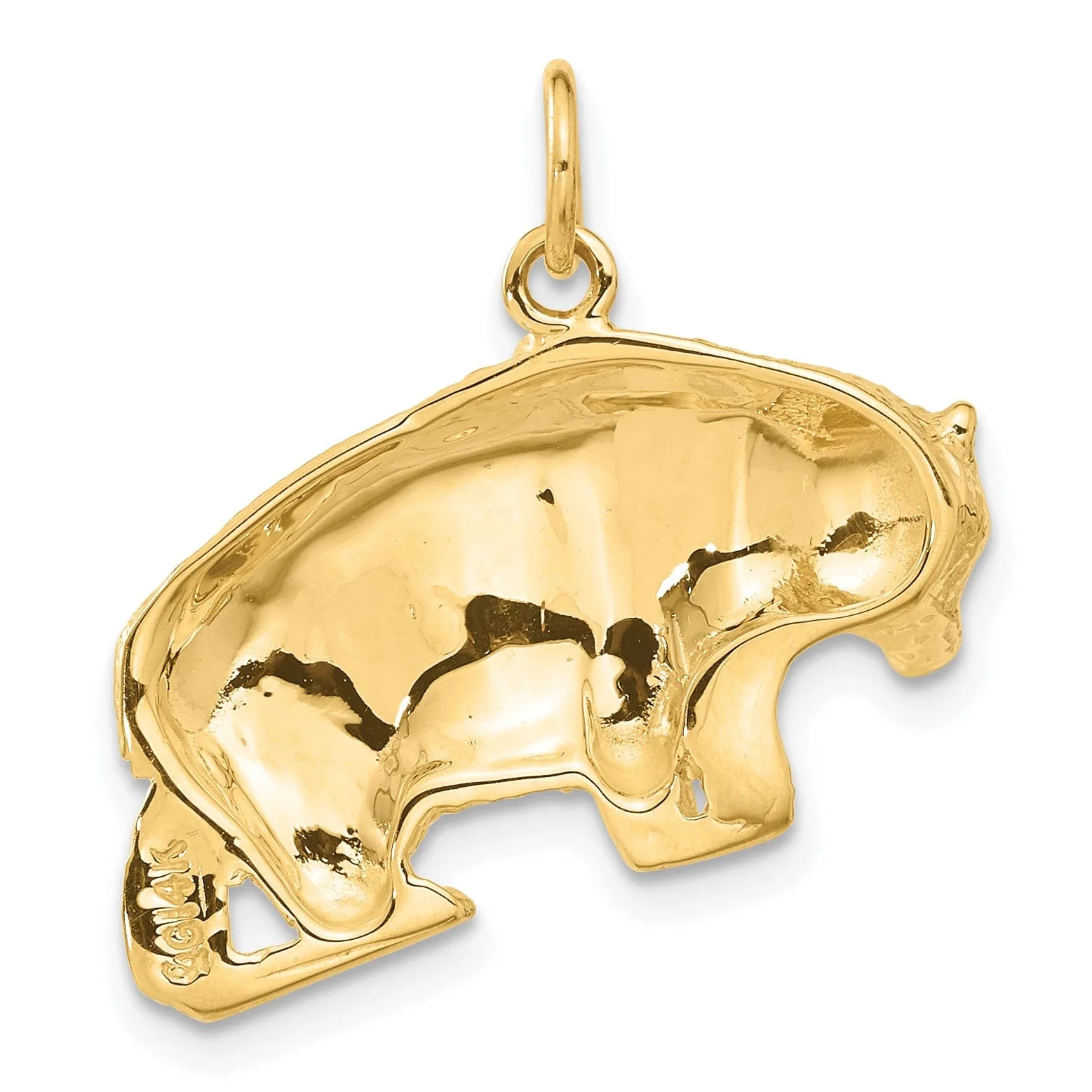 14k Yellow Gold Polished Textured Finish Bear Walking Design Charm Pendant