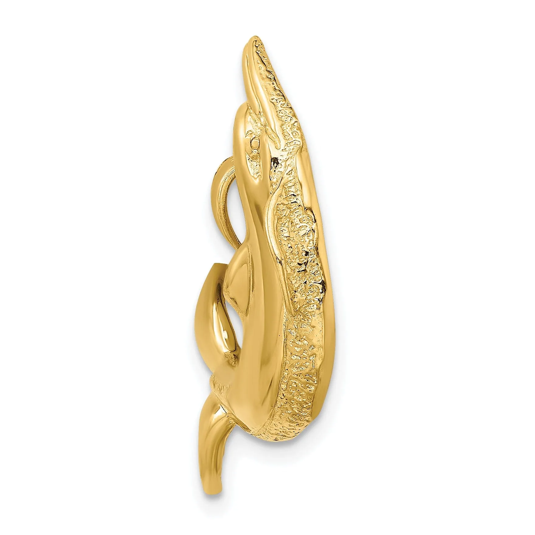 14K Yellow Gold  Polished Textured Finish Dolphin Charm Pendant