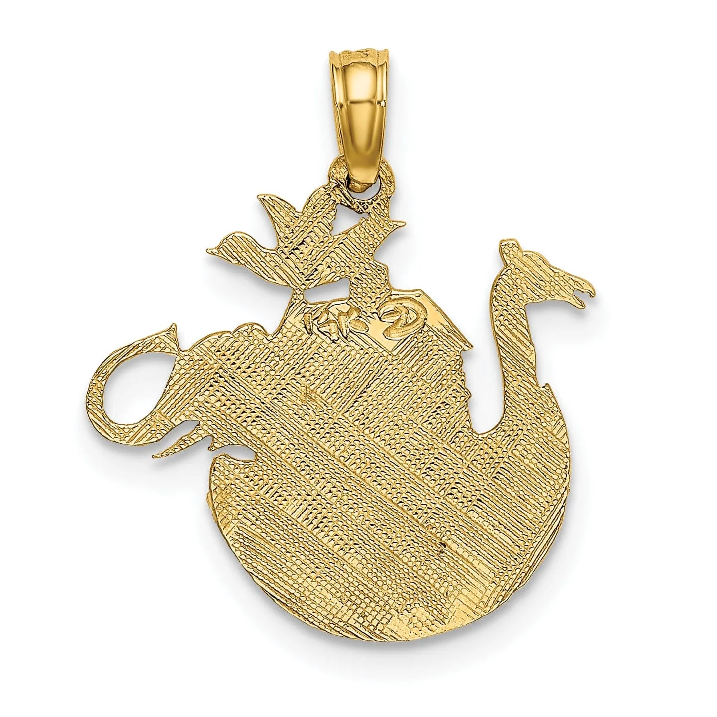 14K Yellow Gold Polished Textured Finish Noah's Ark Pendant