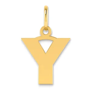 14k Yellow Gold  Small Size Letter Y Initial Block Pendant