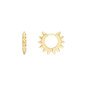 14K Yellow Gold Spiked Huggie Earrings